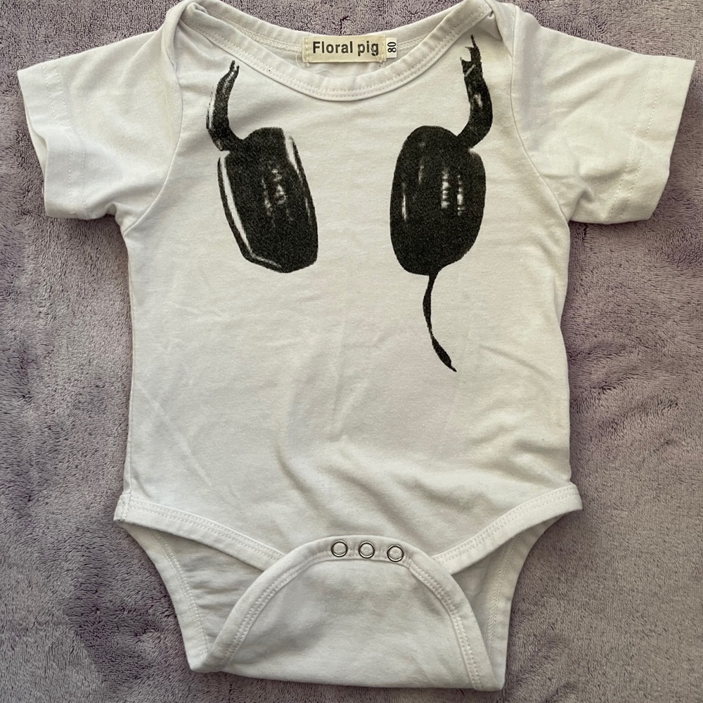 Floral pig headphone onesie